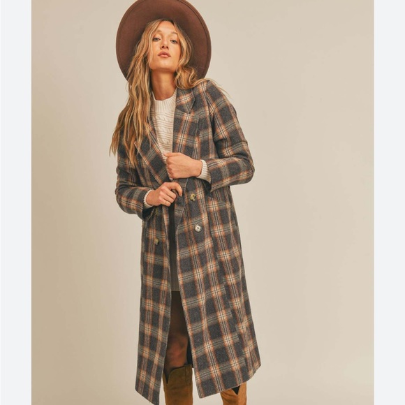 Sage the Label Walked Alone Coat - Brown/Tan Plaid - Picture 3 of 3